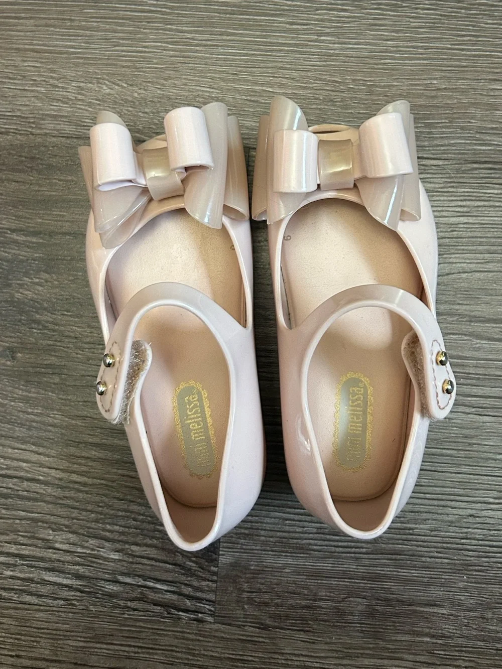 Mini Melissa Girls' Pale Pink Bow Mary Janes